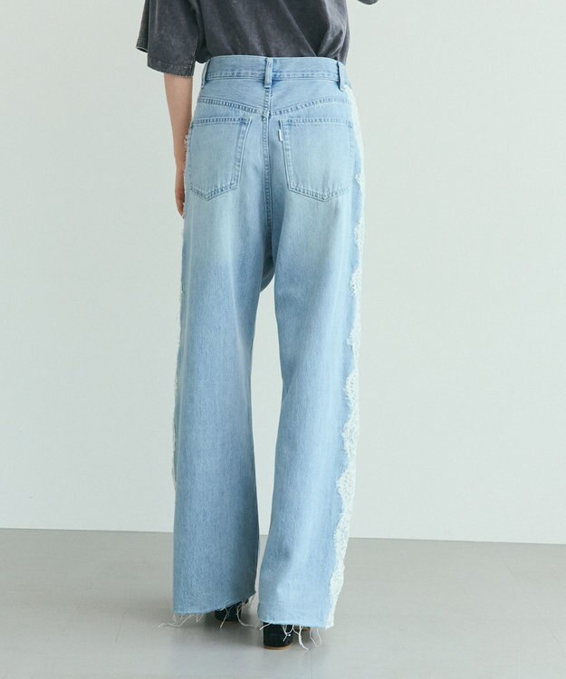 GRACE CONTINENTAL サイドレースデニムパンツ サックス