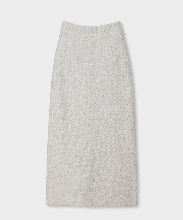 GRACE CONTINENTAL シャイニーニットロングスカート ホワイト
