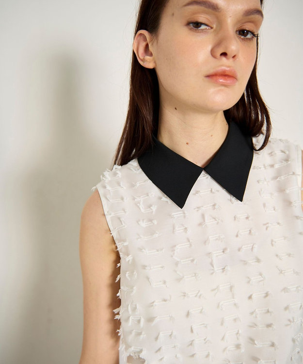 GRACE CONTINENTAL シアージャガード トップ ホワイト