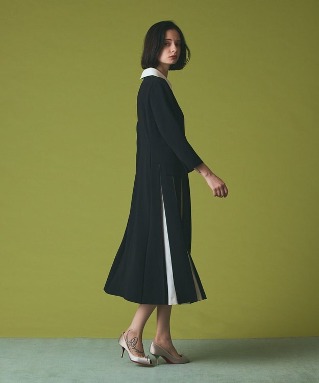 GRACE CONTINENTAL クレリックバイカラーワンピース ブラック