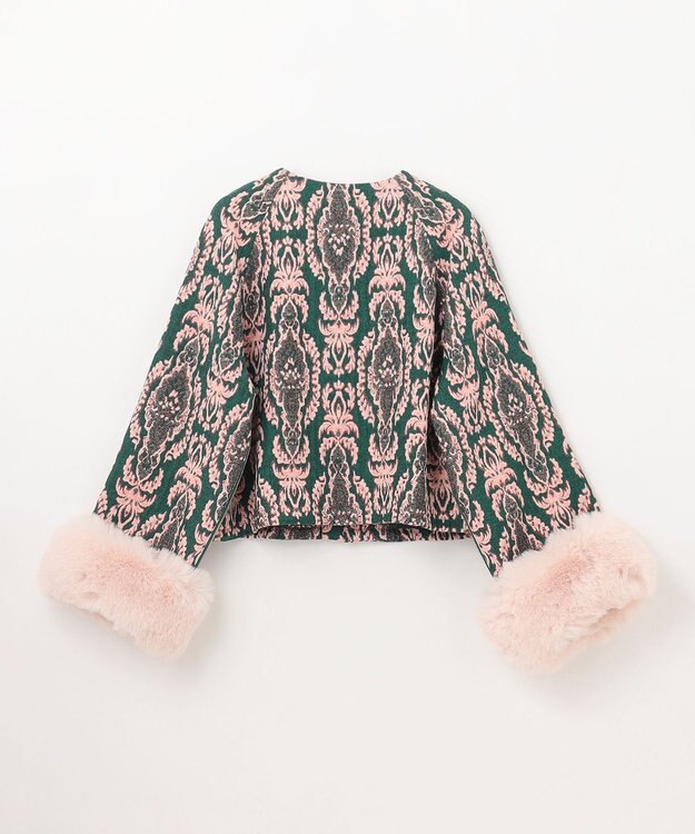GRACE CONTINENTAL オーナメントジャガードジャケット グリーン