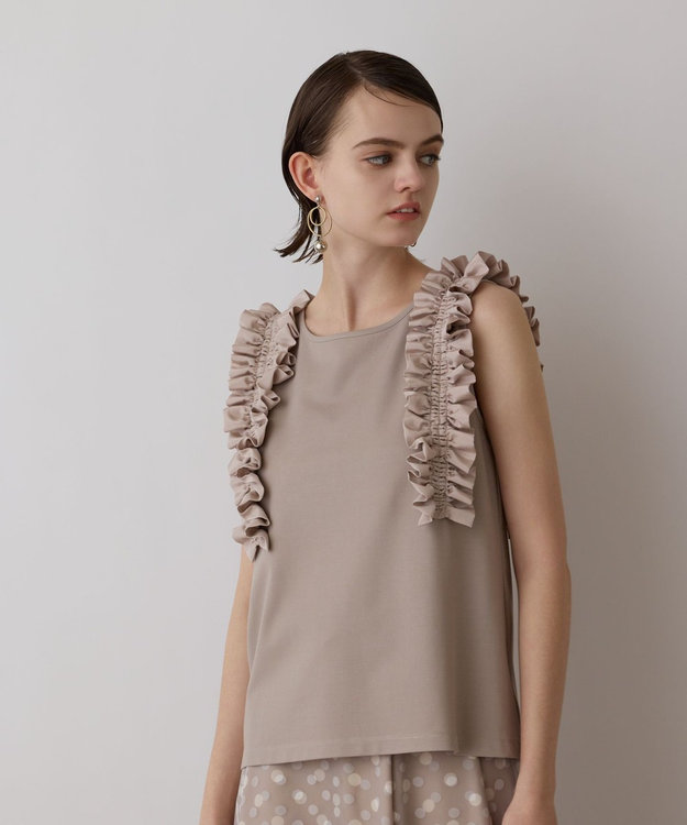 GRACE CONTINENTAL フリルカットトップ ベージュ