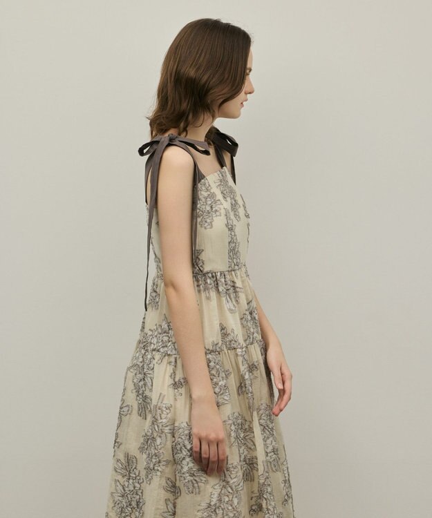 GRACE CONTINENTAL シアージャガードティアードワンピース ベージュ
