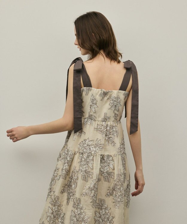 GRACE CONTINENTAL シアージャガードティアードワンピース ベージュ