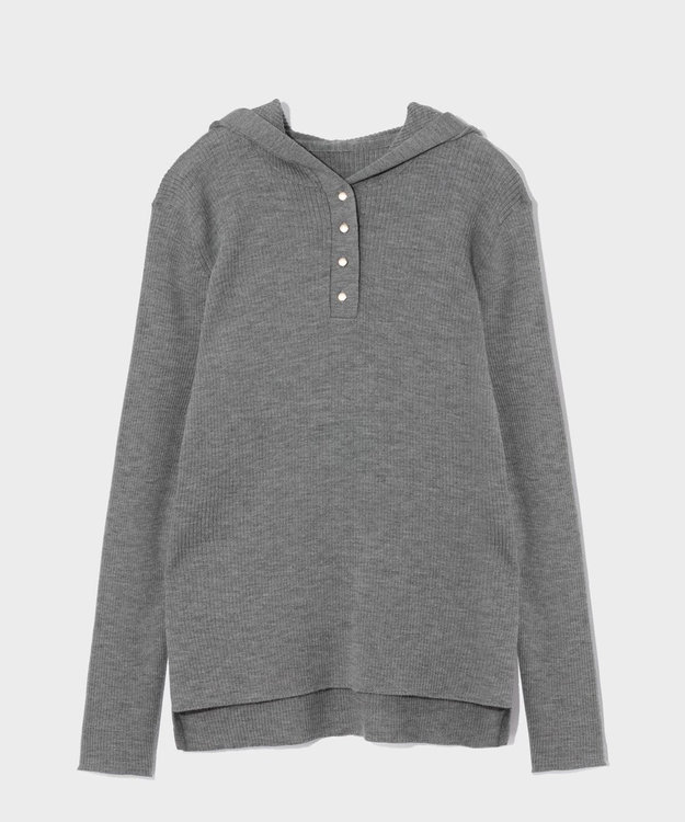 GRACE CONTINENTAL メリノウールリブフーディー グレー