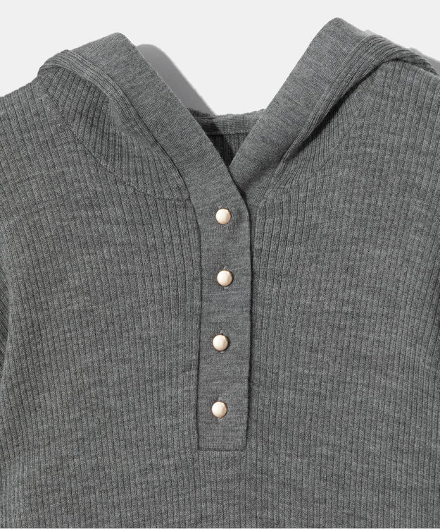 GRACE CONTINENTAL メリノウールリブフーディー グレー