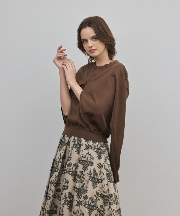 GRACE CONTINENTAL レイヤードニットトップ ブラウン