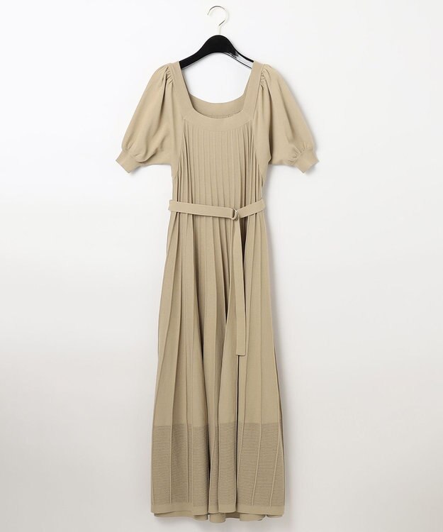 GRACE CONTINENTAL パフプリーツニットワンピース ベージュ