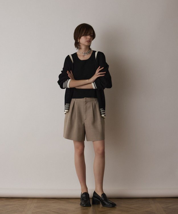 GRACE CONTINENTAL メッシュラインニットカーディガン ブラック