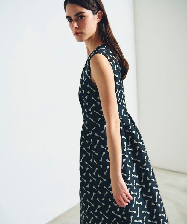 GRACE CONTINENTAL リボンジャガードワンピース ブラック