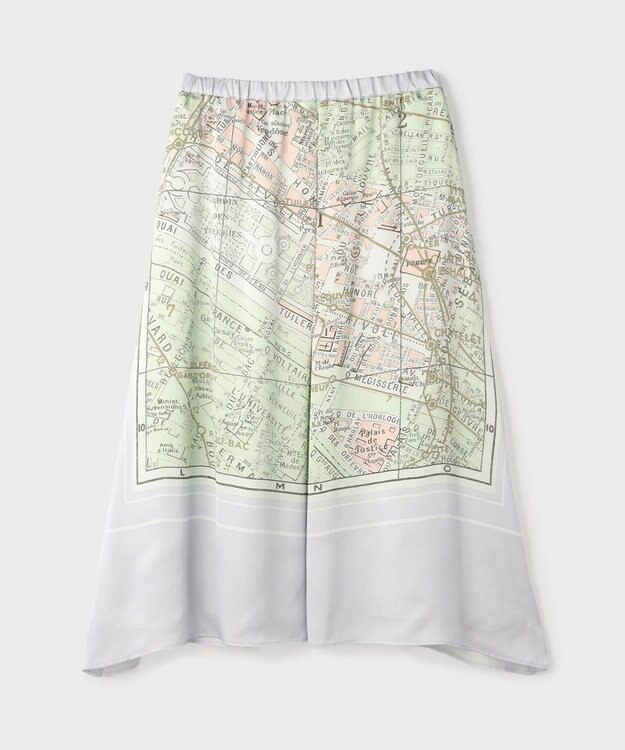 GRACE CONTINENTAL パリスカーフプリントスカート グレー