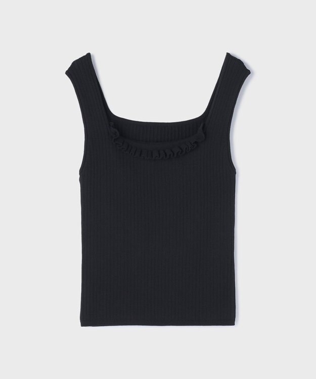 GRACE CONTINENTAL リブフリルニットトップ ブラック