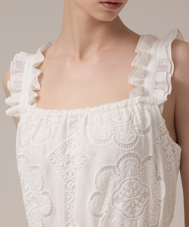 GRACE CONTINENTAL カットワーク刺繍ワンピース ホワイト