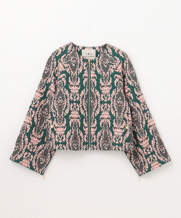 GRACE CONTINENTAL オーナメントジャガードジャケット グリーン