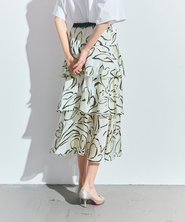 GRACE CONTINENTAL プリントレイヤードスカート キナリ
