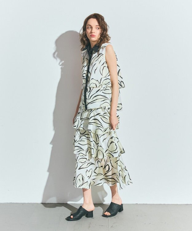 GRACE CONTINENTAL プリントレイヤードスカート キナリ