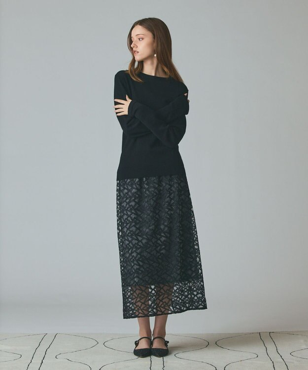 GRACE CONTINENTAL スターembチュールスカート ブラック