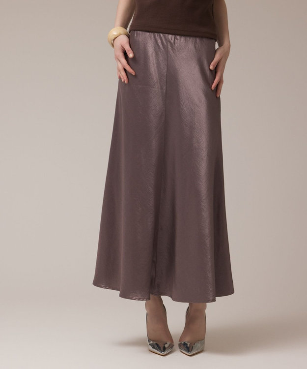 GRACE CONTINENTAL サテンバイアススカート ブラウン