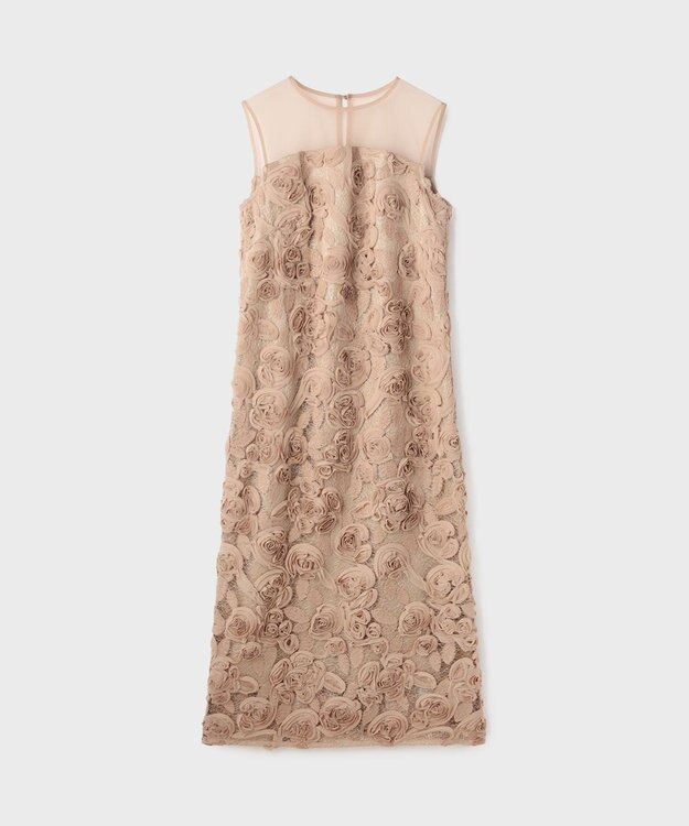 GRACE CONTINENTAL フラワーembドレス ベージュ