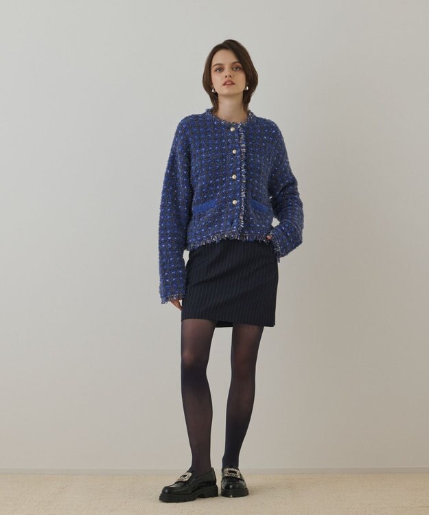 GRACE CONTINENTAL ウールギャバミニスカート ネイビー