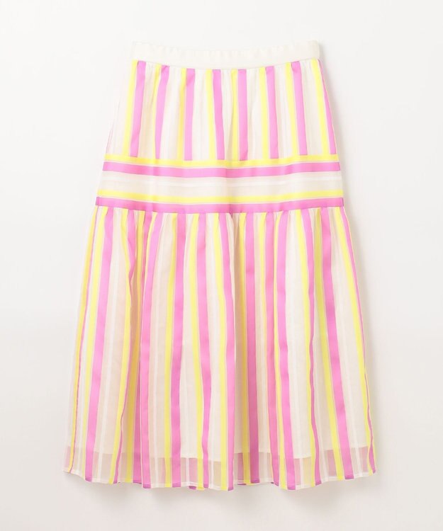 GRACE CONTINENTAL マルチシアーストライプスカート ピンク