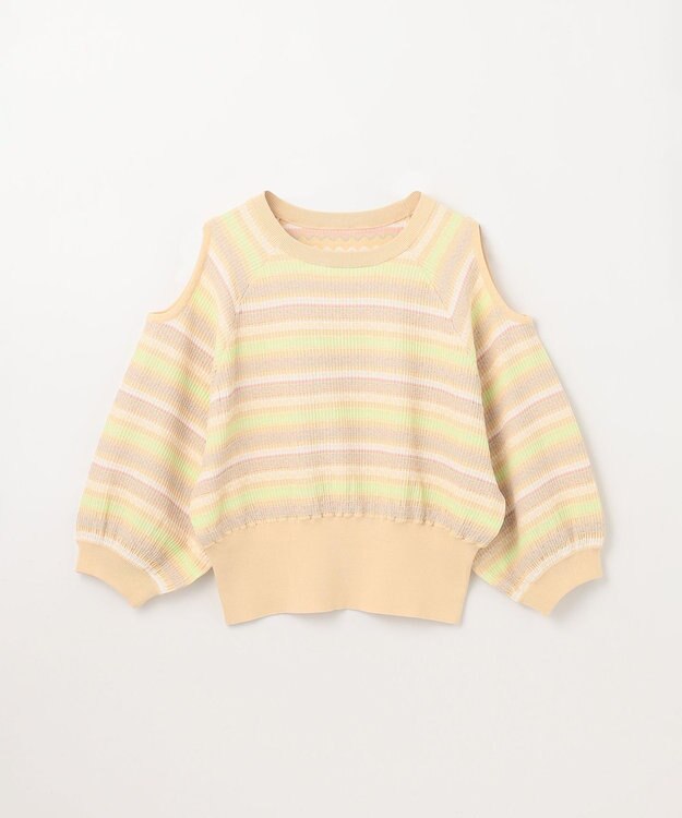 GRACE CONTINENTAL ボーダーパフニットトップ イエロー