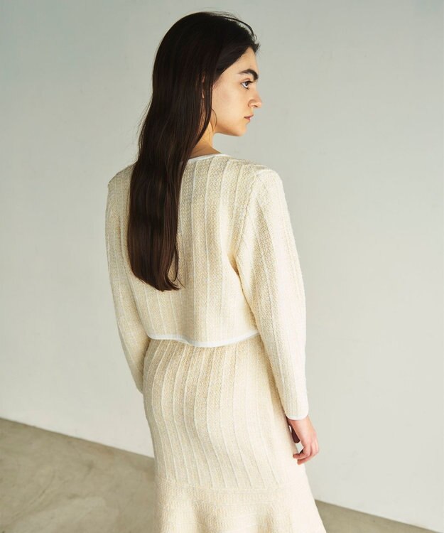 GRACE CONTINENTAL ツイードショートニットカーディガン キナリ