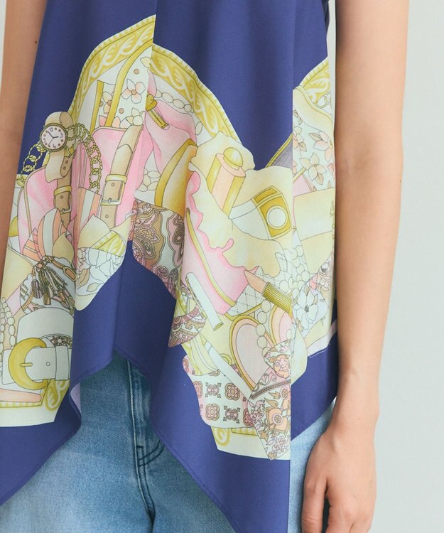 GRACE CONTINENTAL ジュエリースカーフキャミ ネイビー