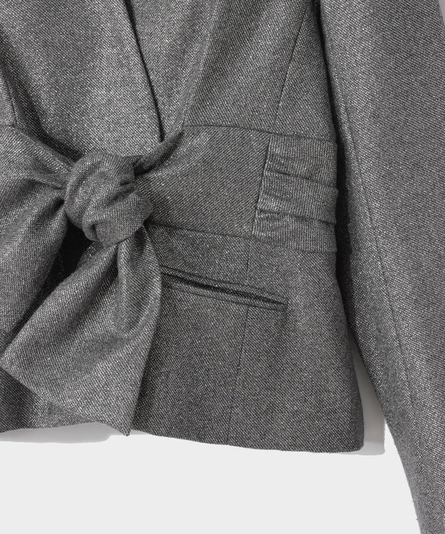 GRACE CONTINENTAL ラメWOOLボウジャケット グレー