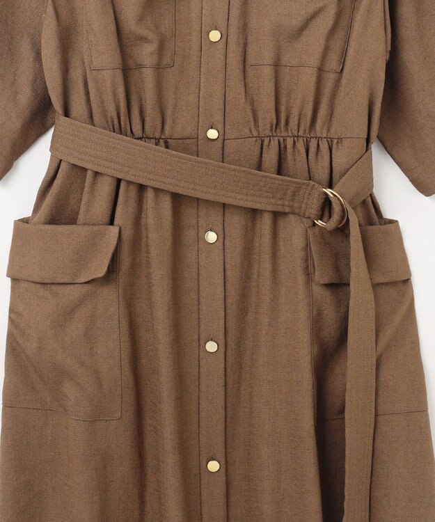 GRACE CONTINENTAL リネンタッチサファリドレス ブラウン