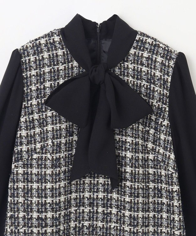 GRACE CONTINENTAL ツイードコンビワンピース ブラック