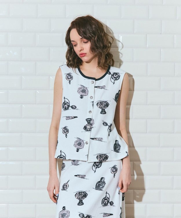 GRACE CONTINENTAL パフュームプリントパイルトップ ホワイト