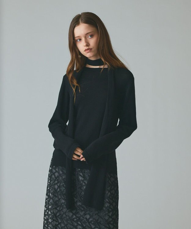 GRACE CONTINENTAL ボウ付ニットトップ ブラック