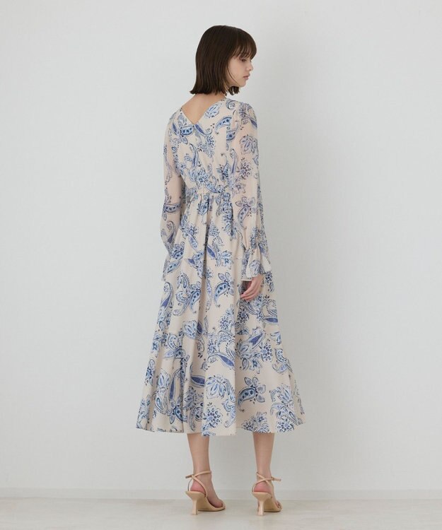 GRACE CONTINENTAL ペイズリーカシュクールワンピース ベージュ