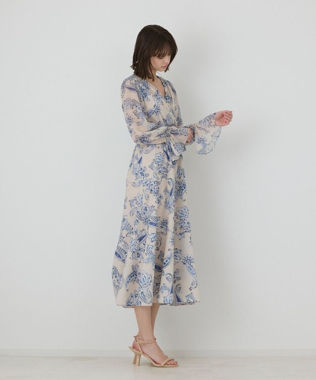 GRACE CONTINENTAL ペイズリーカシュクールワンピース ベージュ