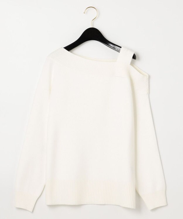 GRACE CONTINENTAL アシメトリーニットトップ ホワイト