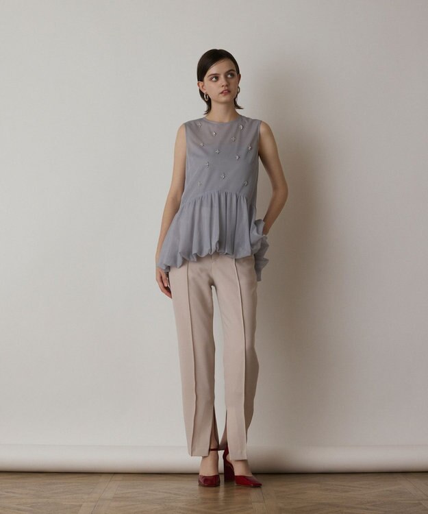 GRACE CONTINENTAL バルーンチュールトップ グレー