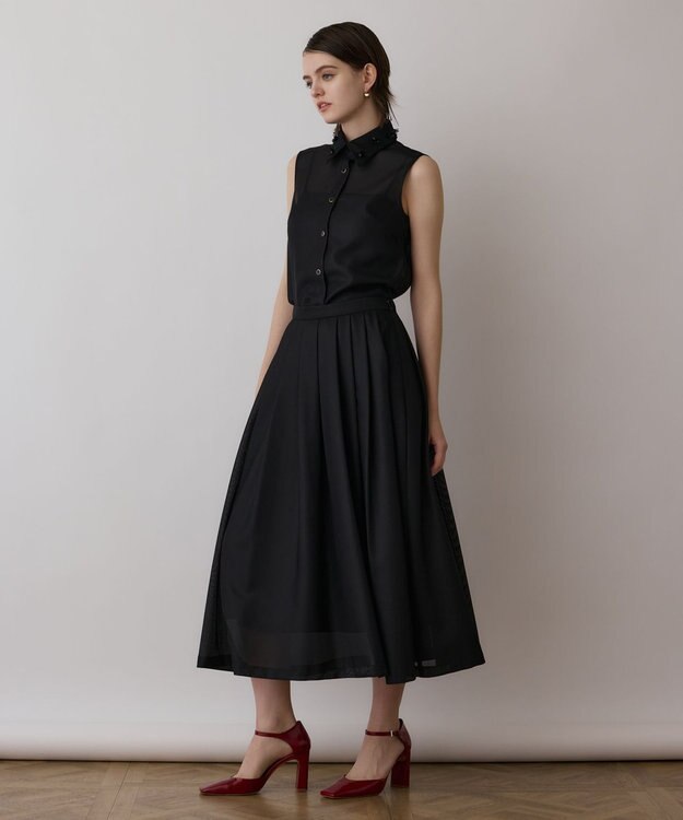 GRACE CONTINENTAL シアーメッシュノースリーブ ブラック