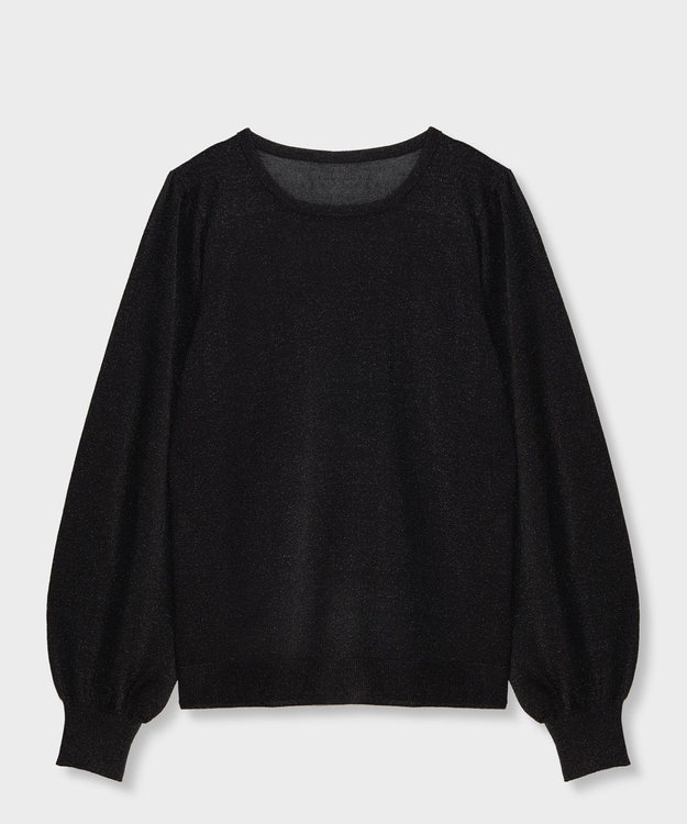 GRACE CONTINENTAL シアーラメニットトップ ブラック