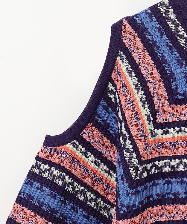 GRACE CONTINENTAL ボーダーパフニットトップ ネイビー