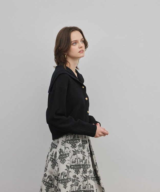 GRACE CONTINENTAL セーラーカラーニットトップ ブラック