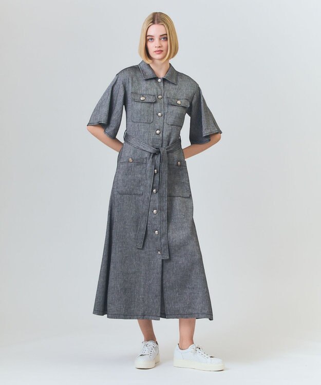 GRACE CONTINENTAL リネンデニムライクワンピース ブラック