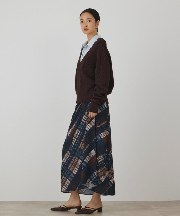 GRACE CONTINENTAL シャツカラーニットトップ ブラウン