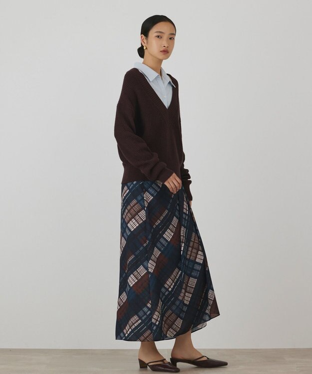 GRACE CONTINENTAL シャツカラーニットトップ ブラウン