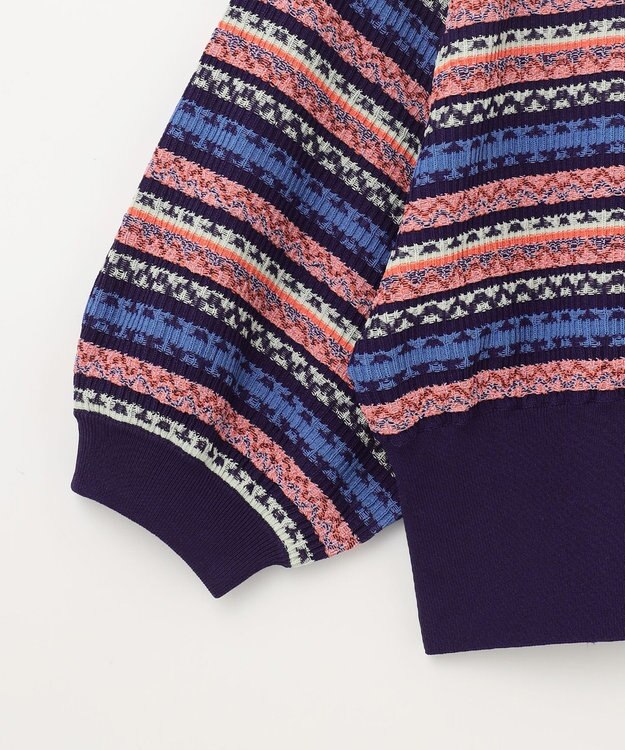 GRACE CONTINENTAL ボーダーパフニットトップ ネイビー