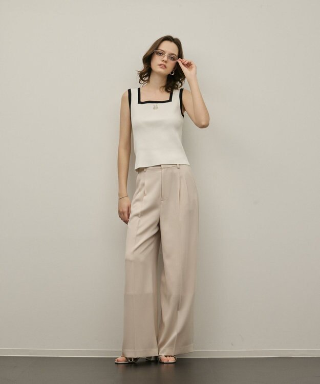 GRACE CONTINENTAL バイカラーリブニットノースリーブ ホワイト