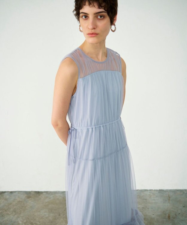 GRACE CONTINENTAL チュールティアードワンピース グレー