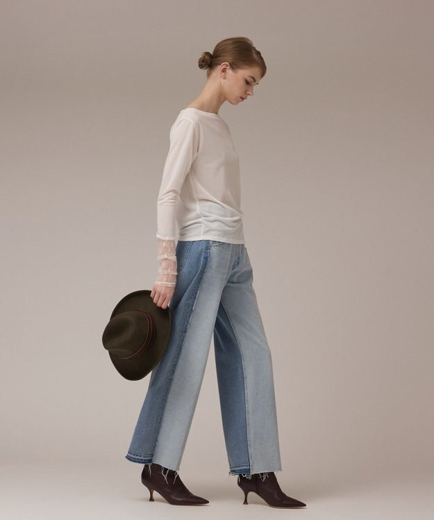 GRACE CONTINENTAL アセテートシアーカットトップ ホワイト