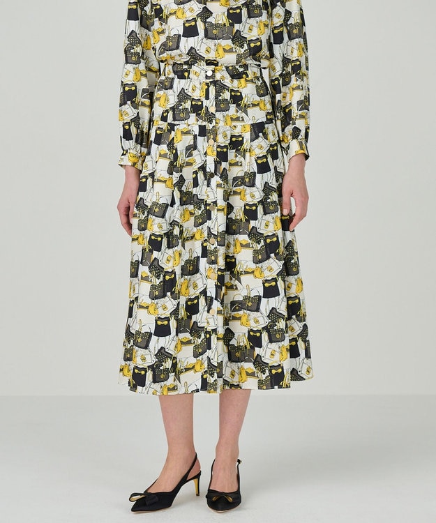 GRACE CONTINENTAL バッグモチーフプリーツスカート イエロー