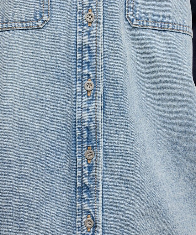 GRACE CONTINENTAL ニットスリーブデニムワンピース サックス